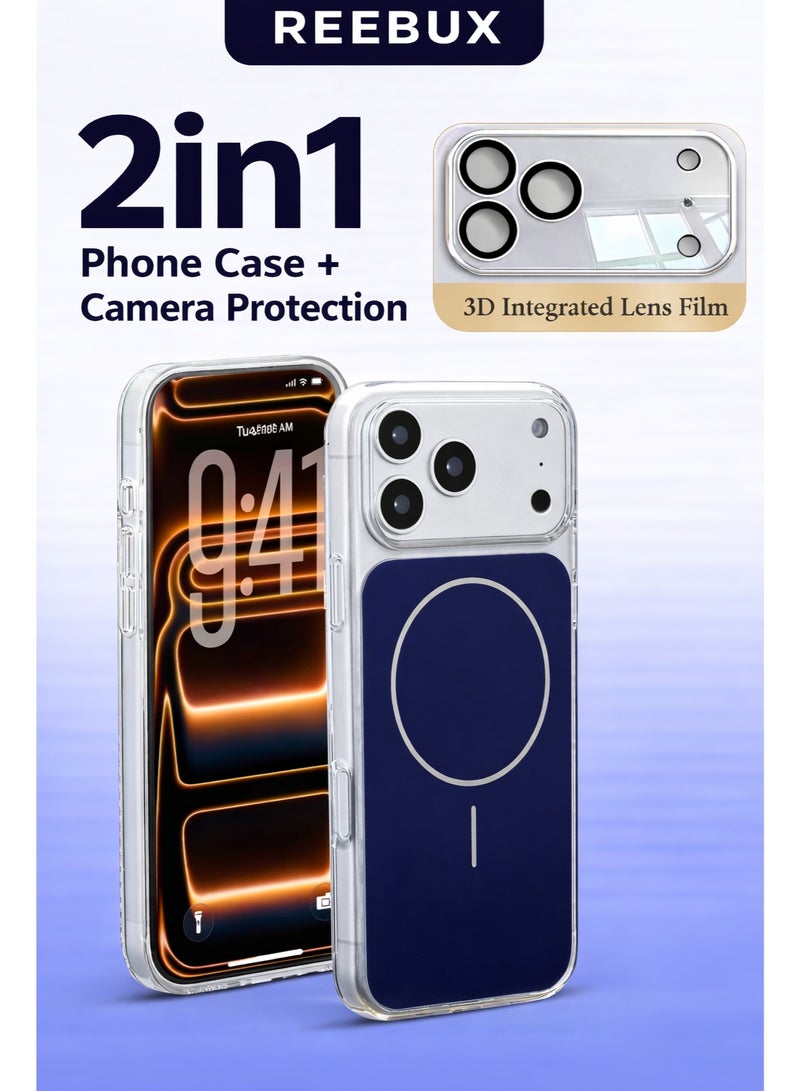 Reebux iPhone 17 Pro 2-in-1 Case with Camera Protection Frame, MagSafe Compatible, Strong Magnet, Military-Grade, Wear-Resistant Cover - Image 1